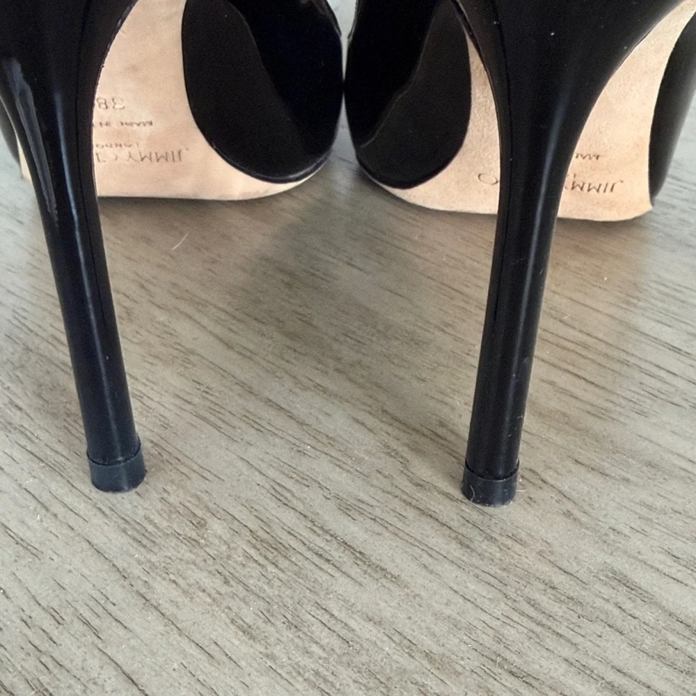Jimmy Choo Black Patent Leather Pointed-Toe Pumps - Picture 5 of 7